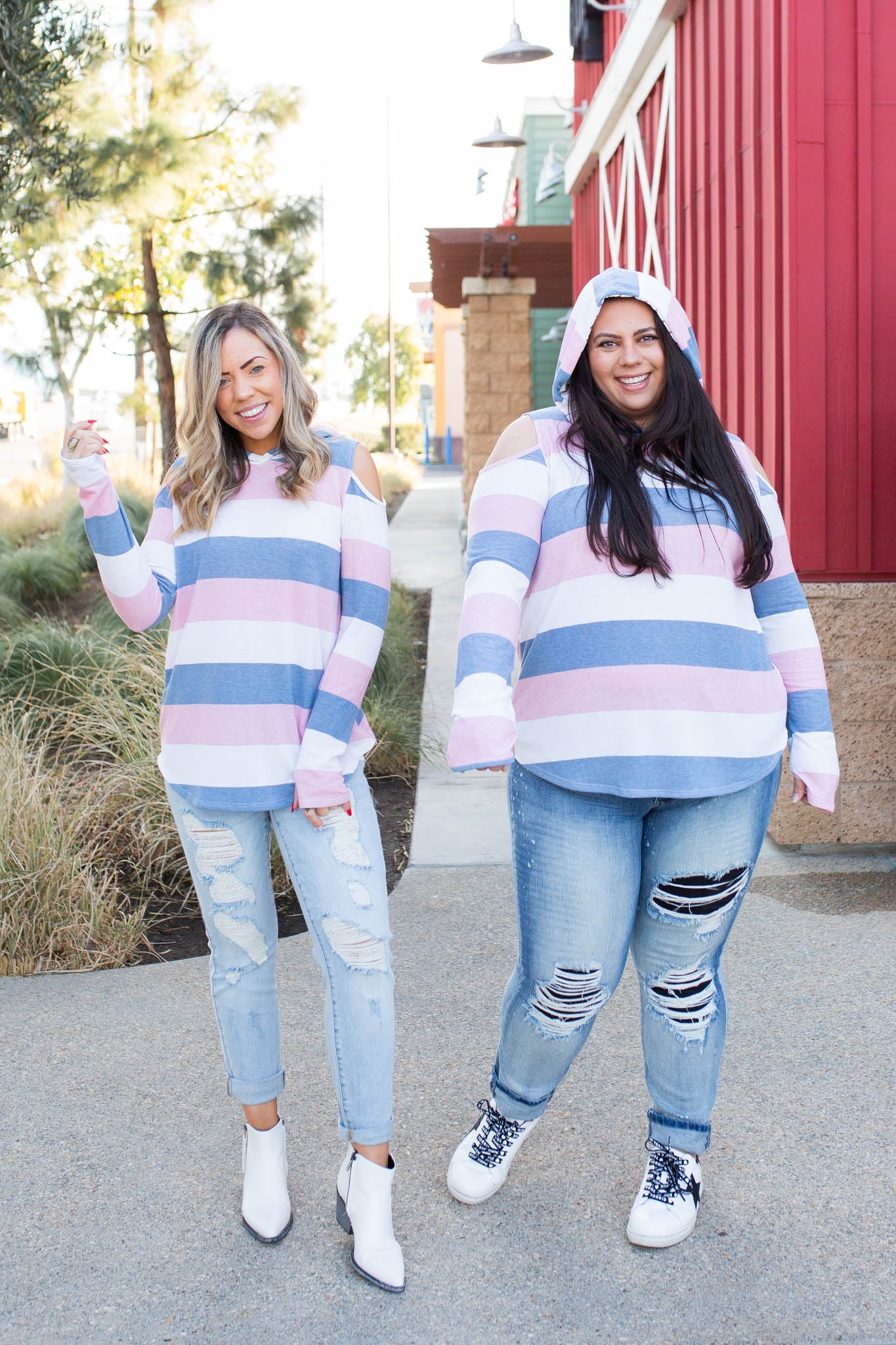 Oceanside Cold Shoulder Thumbhole Hoodie
