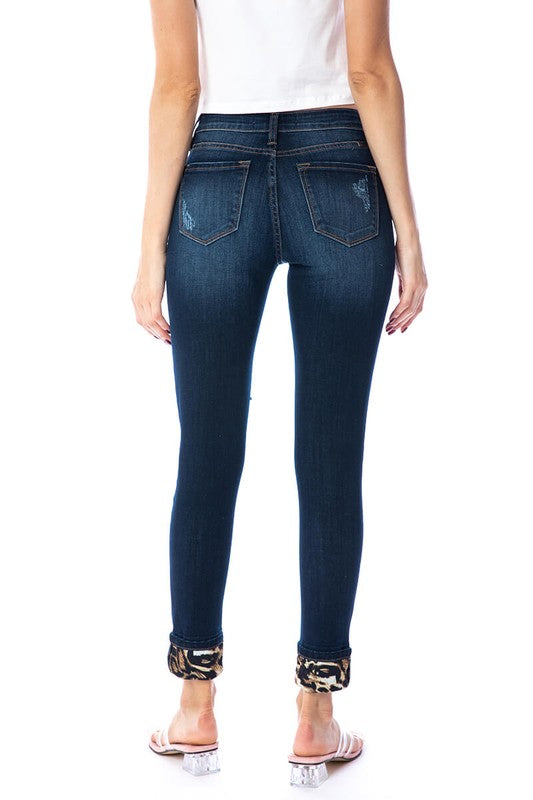 Wild and Free Leopard Patch Kan Can Skinnies