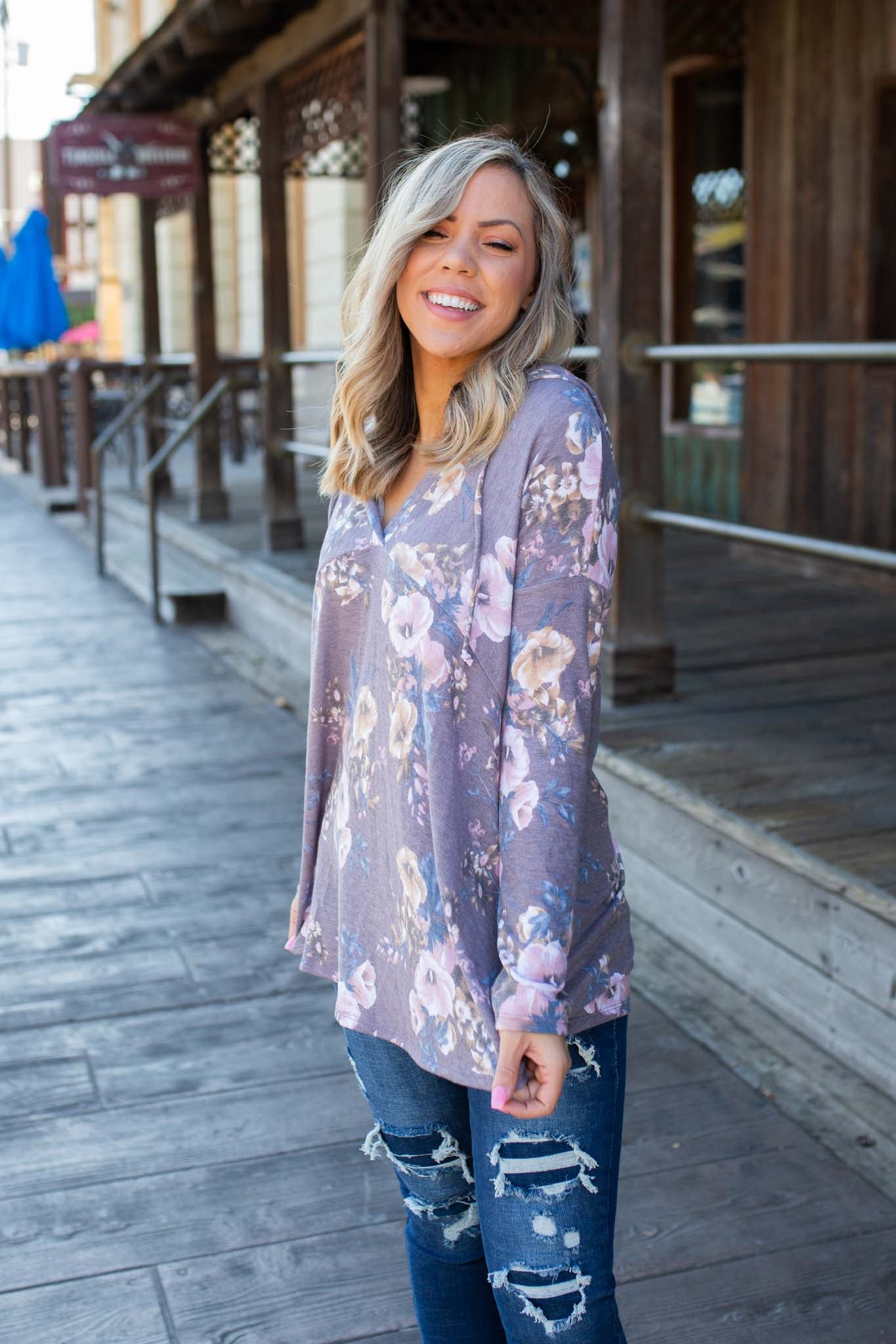 Dusty Lavender Floral Hoodie