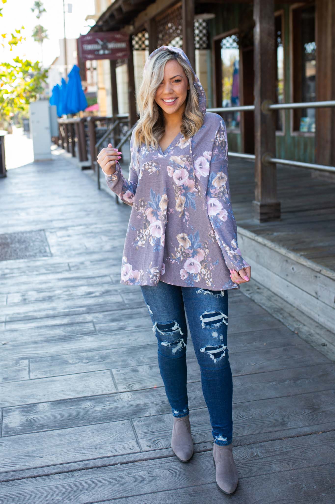 Dusty Lavender Floral Hoodie