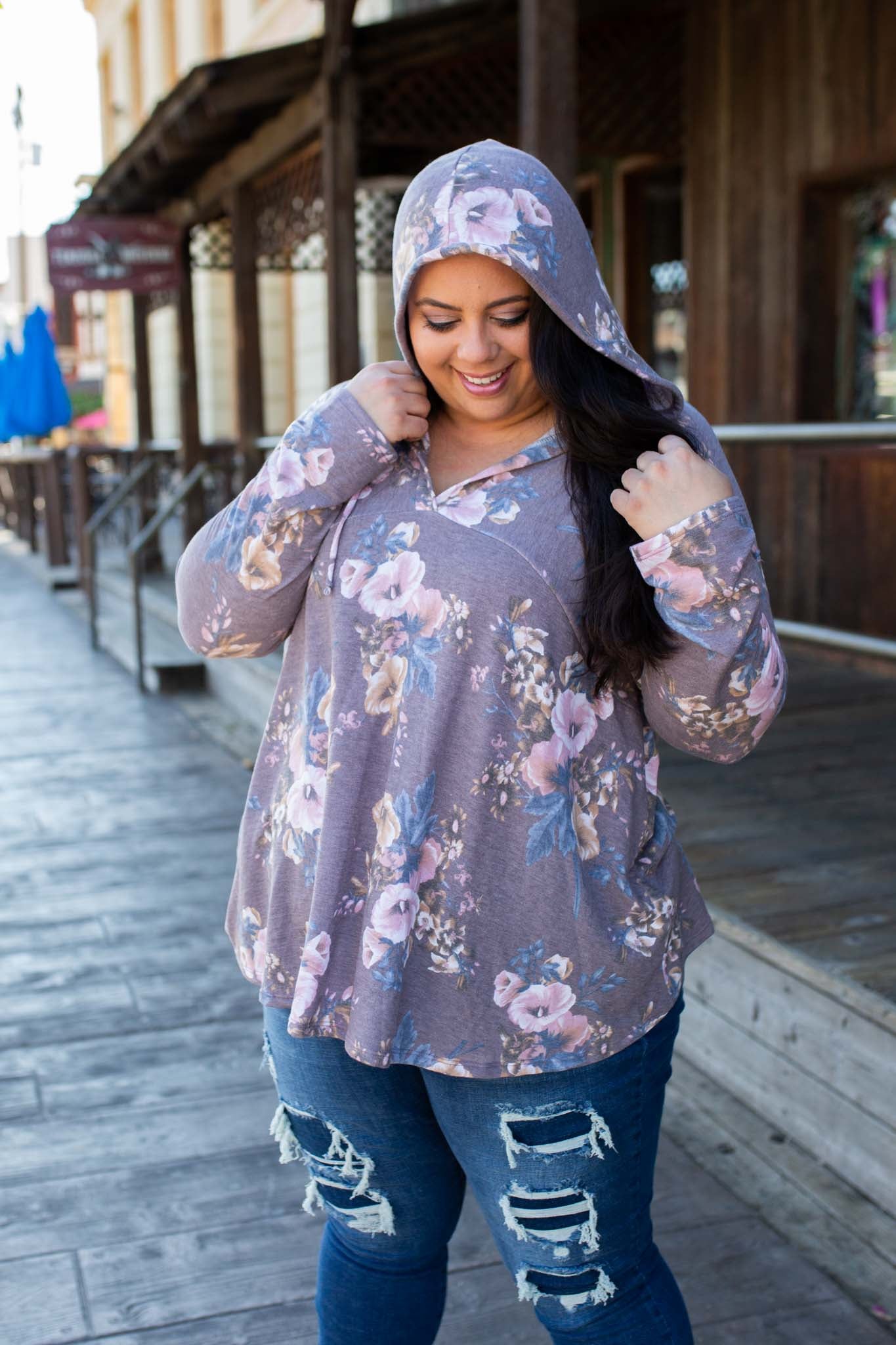 Dusty Lavender Floral Hoodie