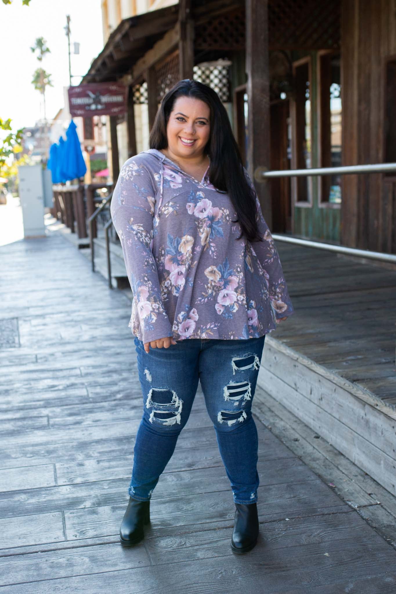 Dusty Lavender Floral Hoodie