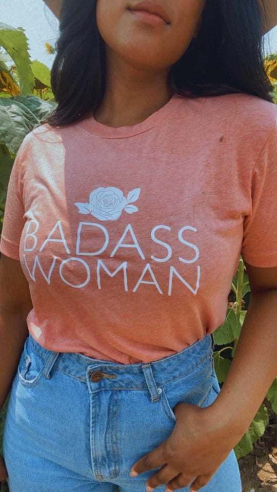 Badass Woman, Rose - Boyfriend Tee