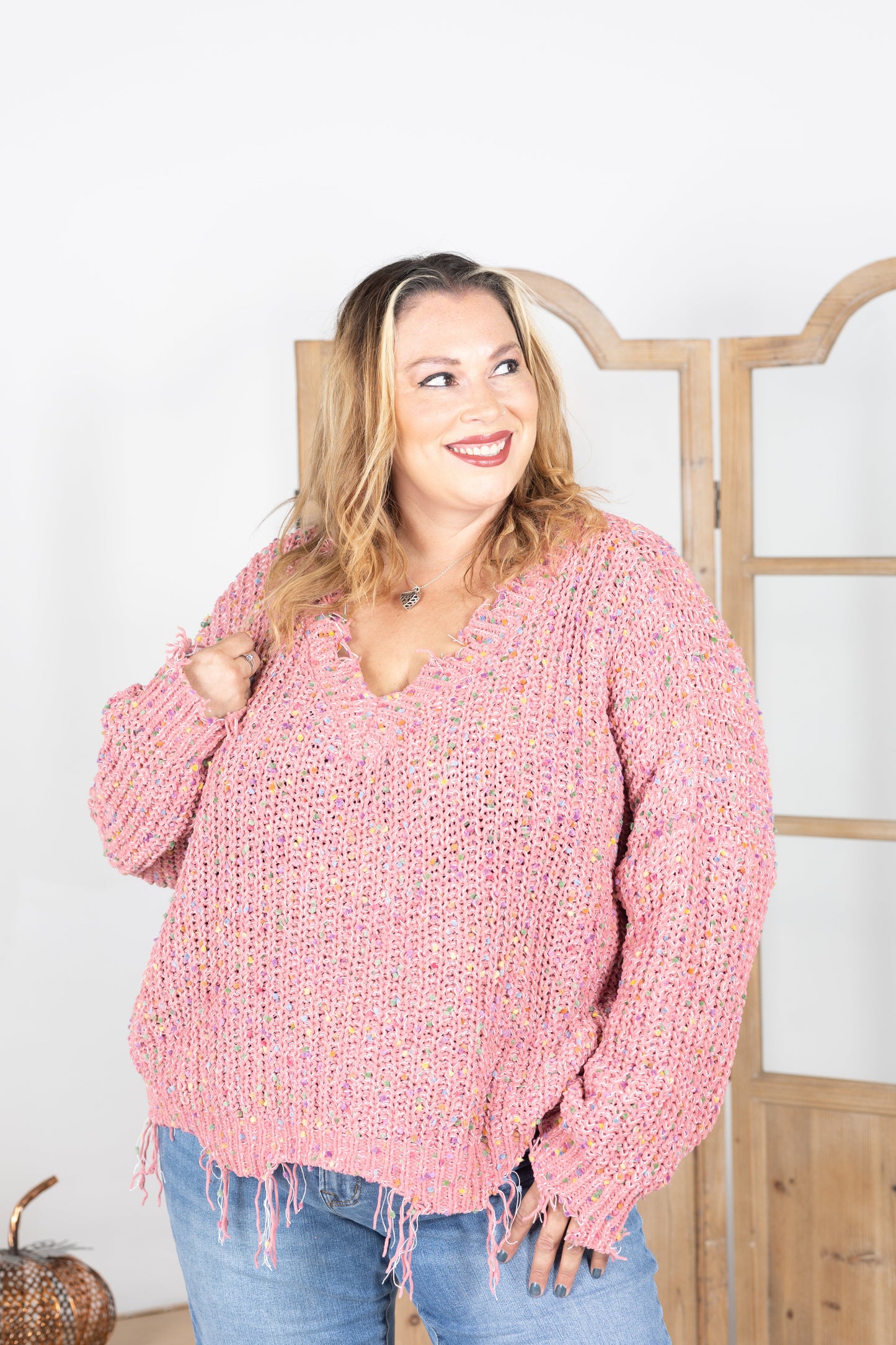 Sprinkles of Love Frayed Popcorn Sweater