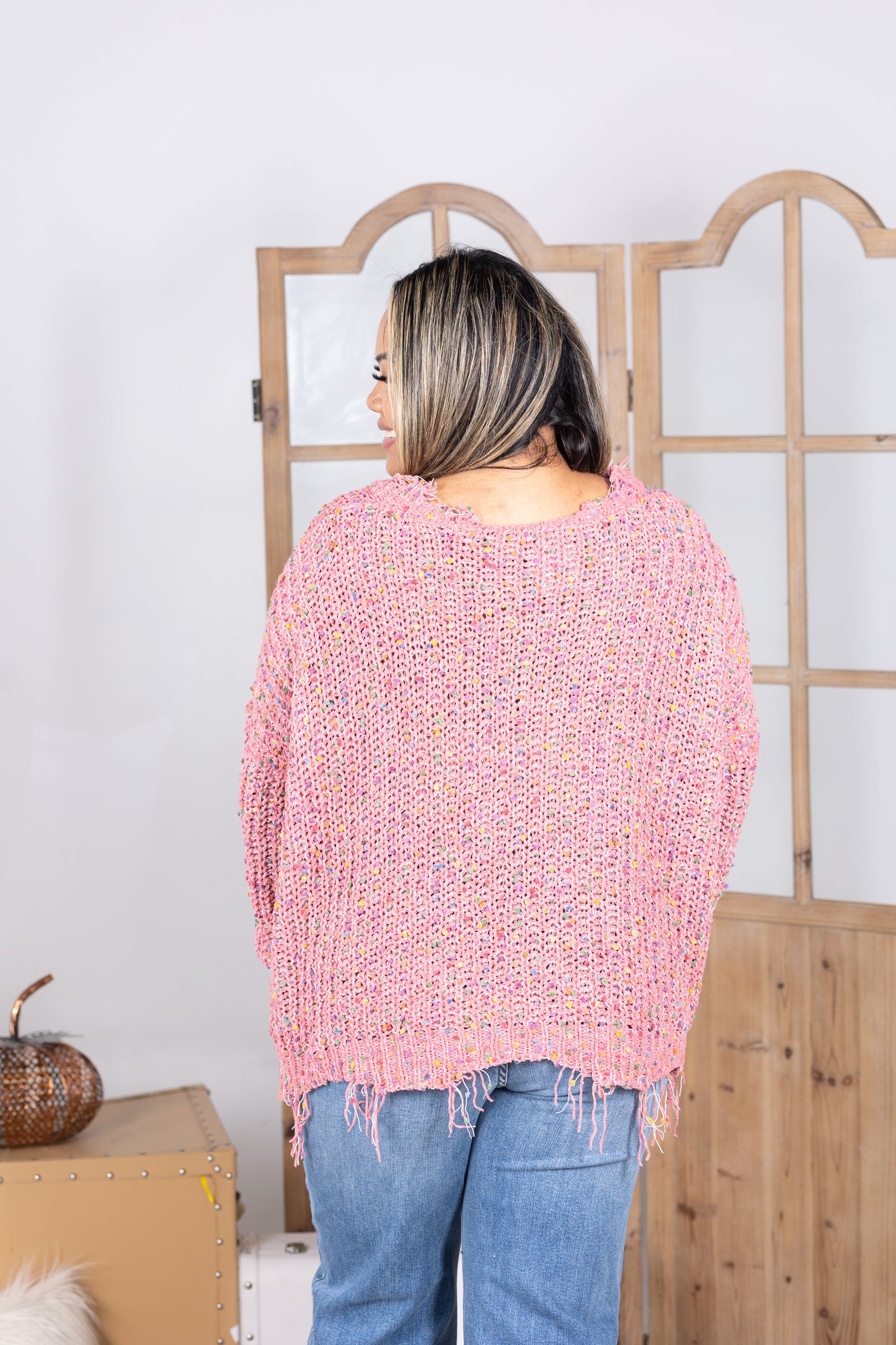 Sprinkles of Love Frayed Popcorn Sweater