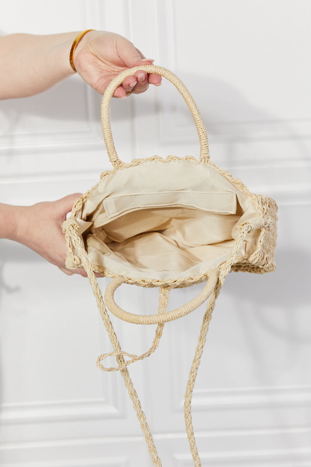 Feeling Cute Rounded Rattan Handbag in Ivory