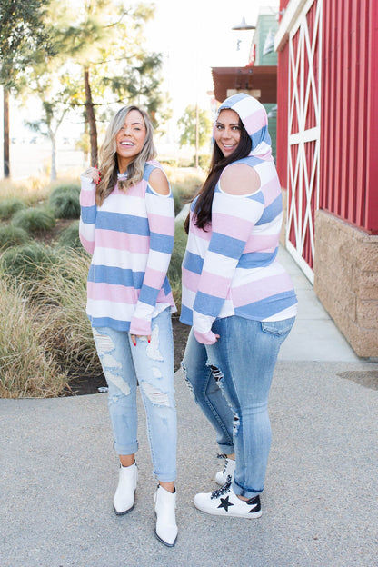 Oceanside Cold Shoulder Thumbhole Hoodie