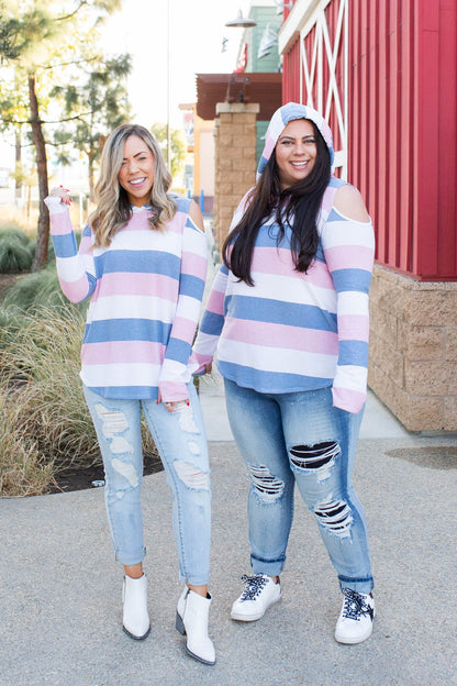 Oceanside Cold Shoulder Thumbhole Hoodie