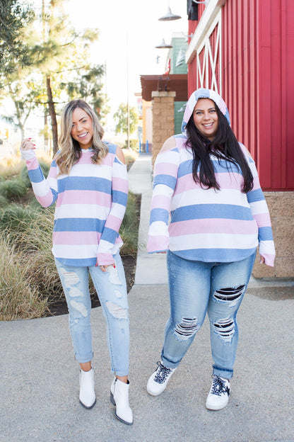 Oceanside Cold Shoulder Thumbhole Hoodie