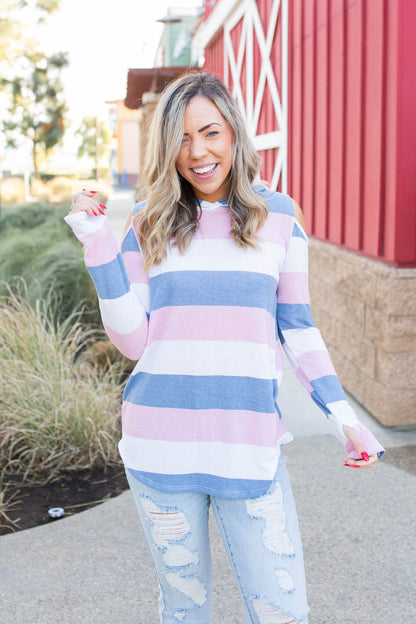 Oceanside Cold Shoulder Thumbhole Hoodie