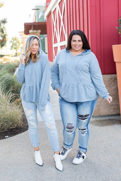 Denim Blue's Ruffled Hoodie