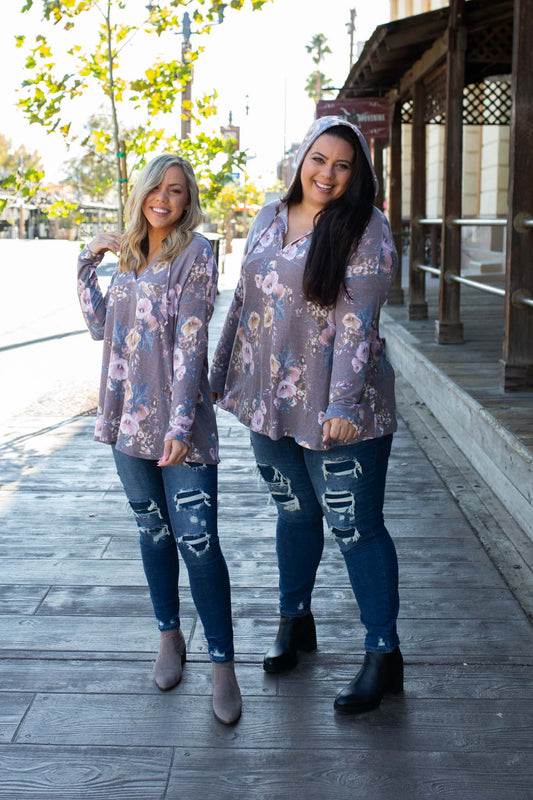 Dusty Lavender Floral Hoodie