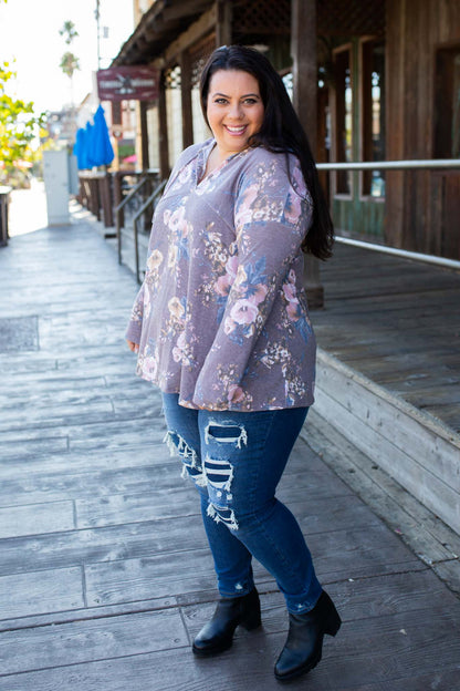 Dusty Lavender Floral Hoodie