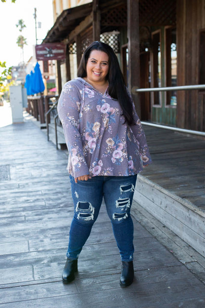 Dusty Lavender Floral Hoodie
