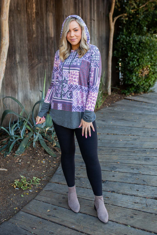 Purple Patchwork Hoodie