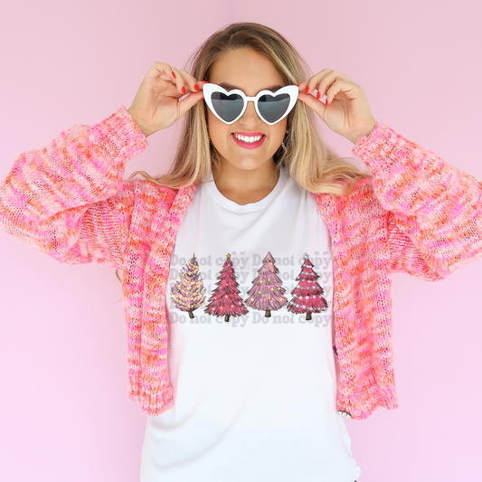 pink Christmas trees