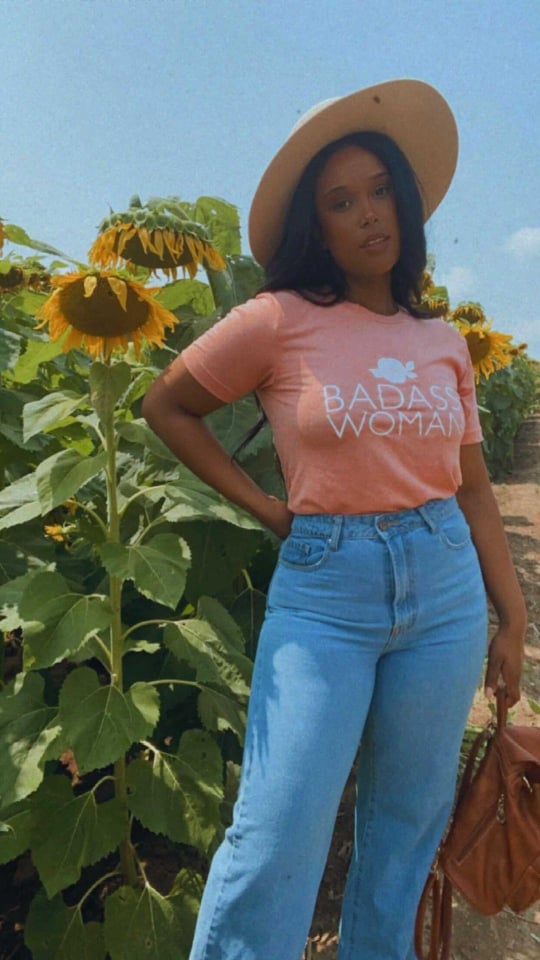 Badass Woman, Rose - Boyfriend Tee
