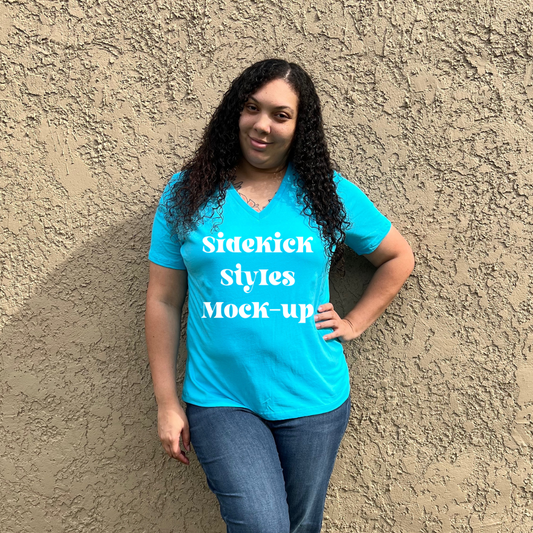 BELLA + CANVAS V-Neck 6405 - Turquoise mock-up - SDD-MKU-0092