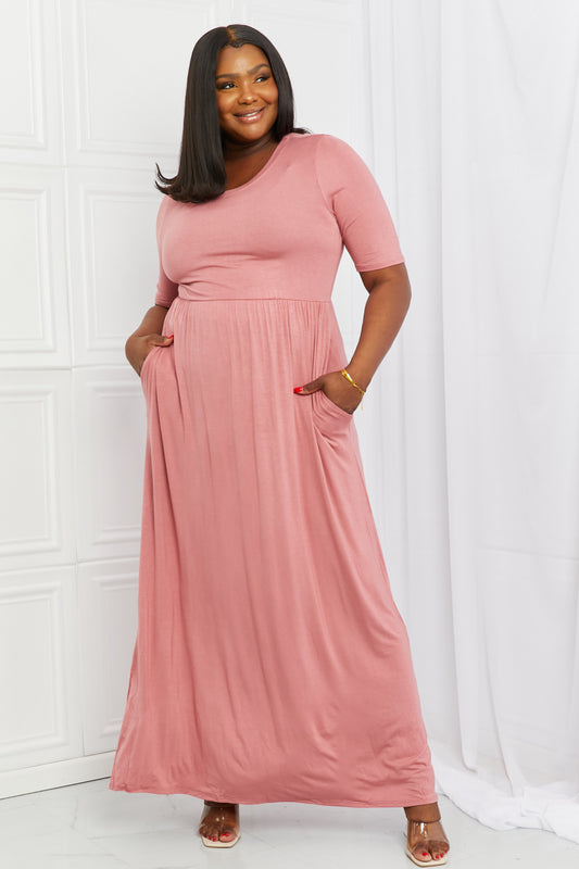 Sweetheart Short Sleeve Maxi Dress in Light Mauve