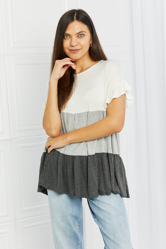 Feel The Breeze Color Block Ruffle Top