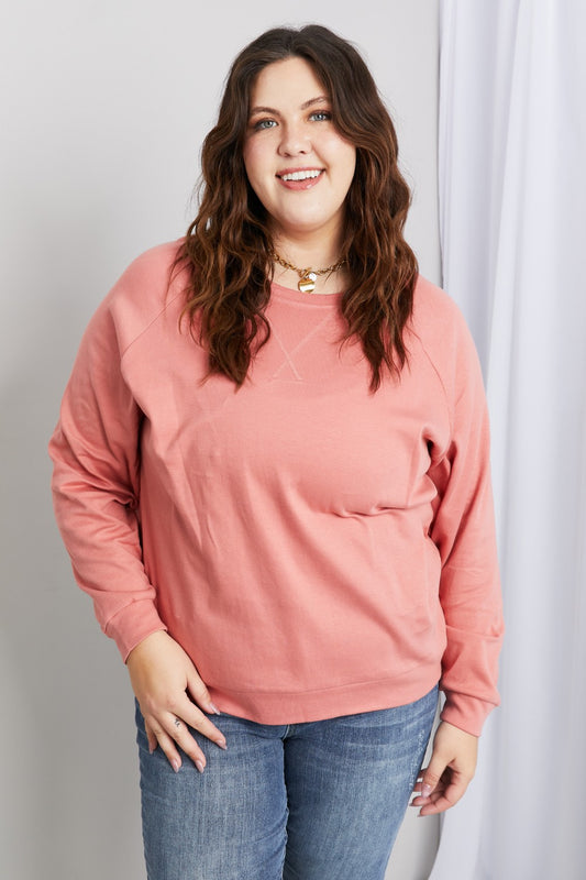 Long Raglan Sleeve Round Neck Sweatshirt