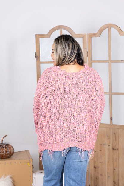 Sprinkles of Love Frayed Popcorn Sweater