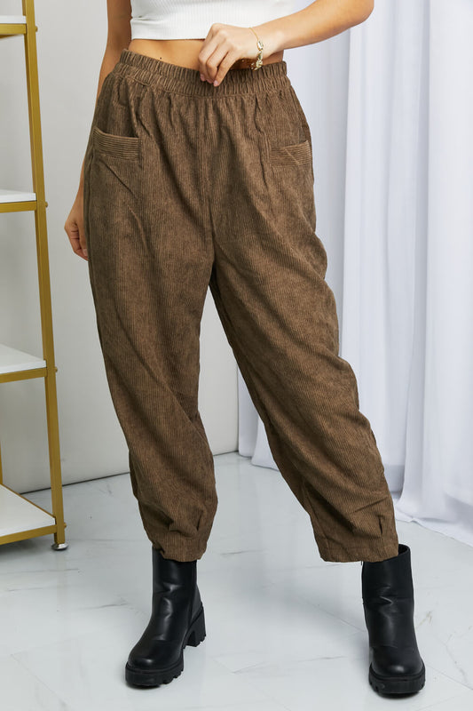 School Night Corduroy Loose Fit Pants in Mocha